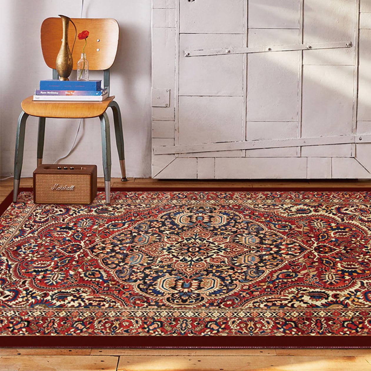 Amazon｜伝統的な カーペット ペルシャ絨毯風ラグ 120*180cm 洗える 花
